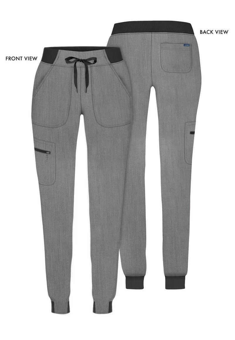 Adar Uniforms, Pro Heather Scrubs for Women - Ultimate Yoga Jogger Scrub Pants - P7104H - Heather Grey - S - Image 5
